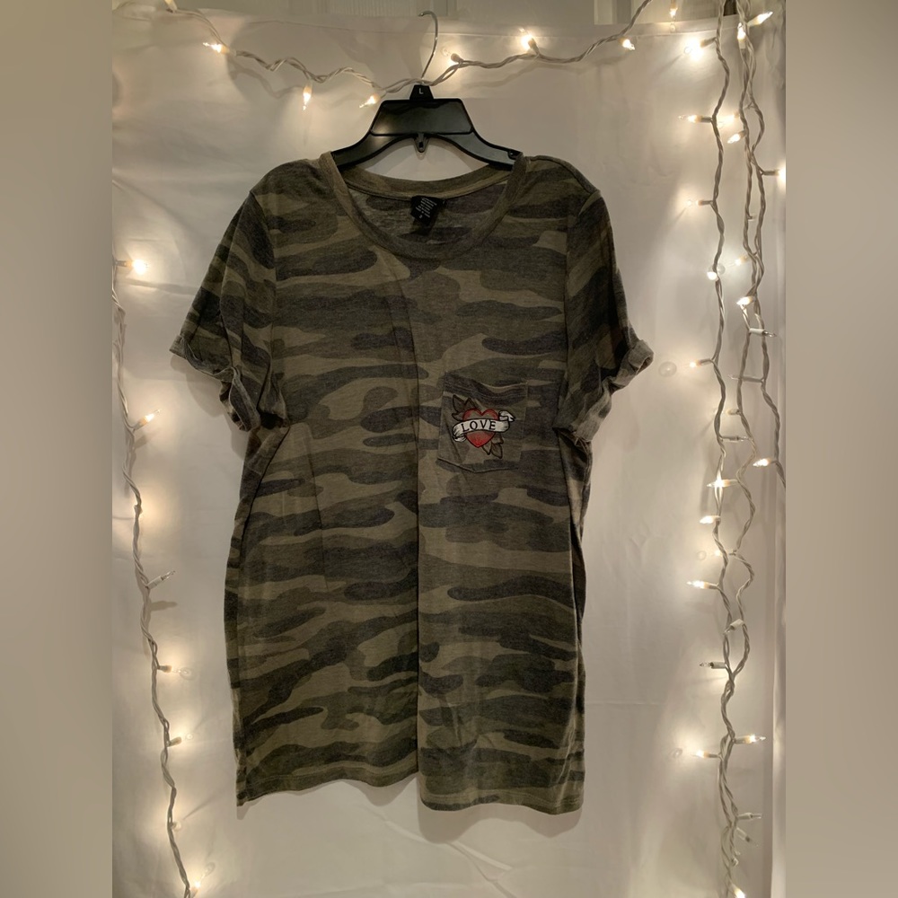 TORRID - Camo Patterned Short Sleeve W/ Design On Pocket